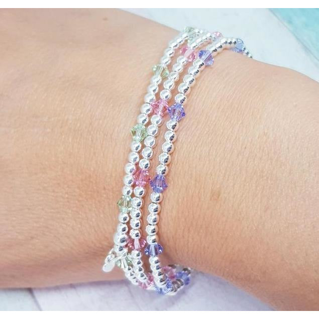 Provence Lavender, Light Rose & Chrysolite Crystal Bracelets