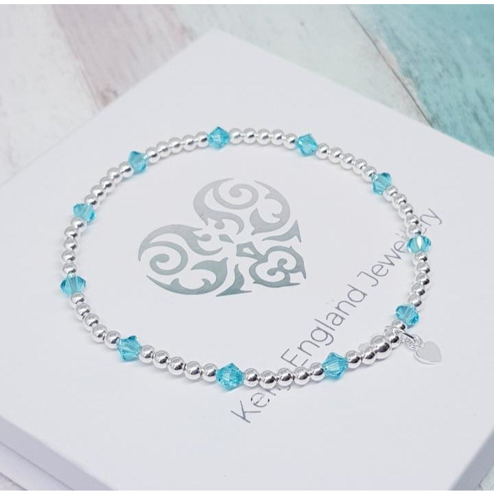Blue Zircon & Light Rose Crystal Bracelets