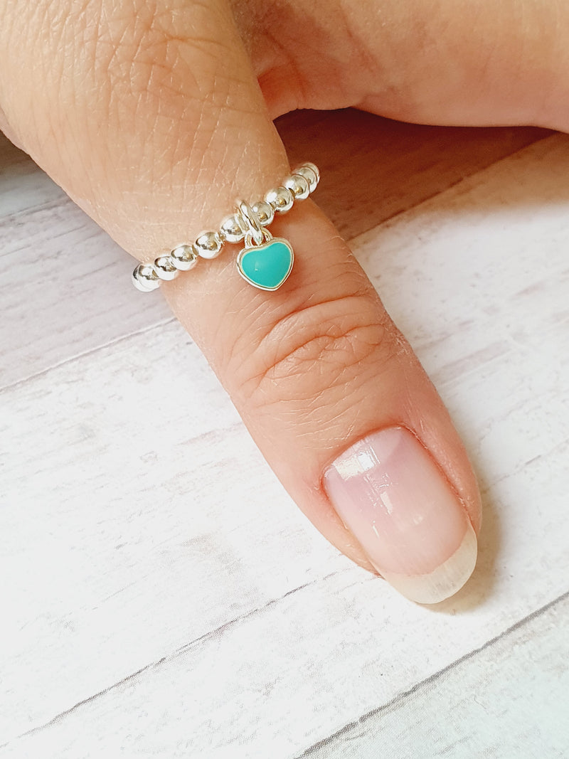 Sterling Silver Turquoise Double Sided Heart Ring