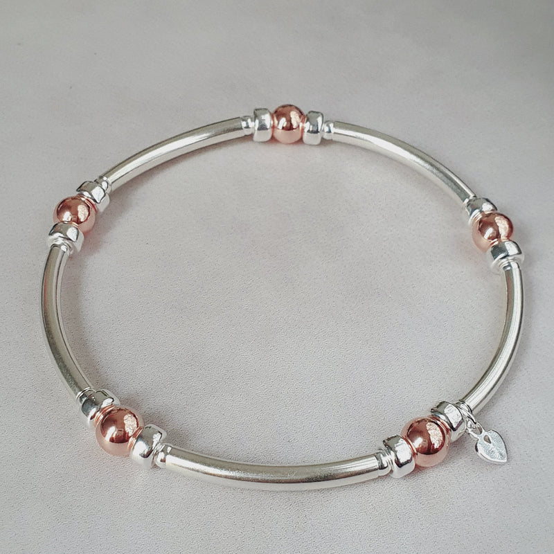 Silver & Rose Gold Noodle Bracelet