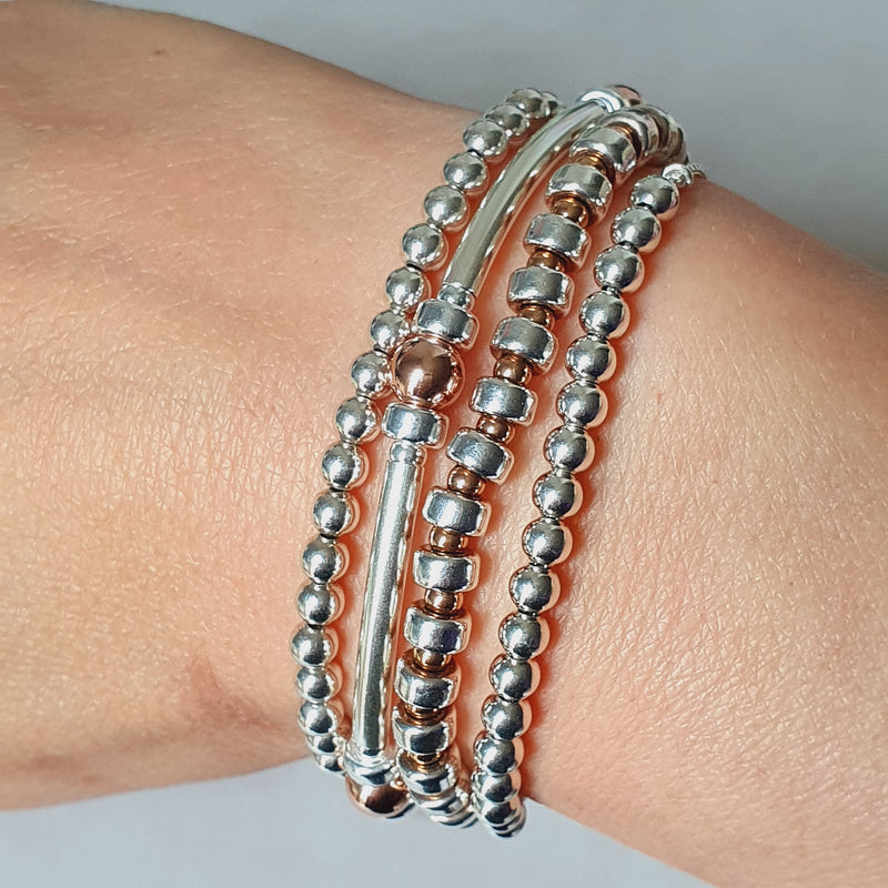 Silver & Rose Gold Noodle Bracelet