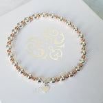 Silver & Rose Gold Stretch Bracelet With Mini Heart