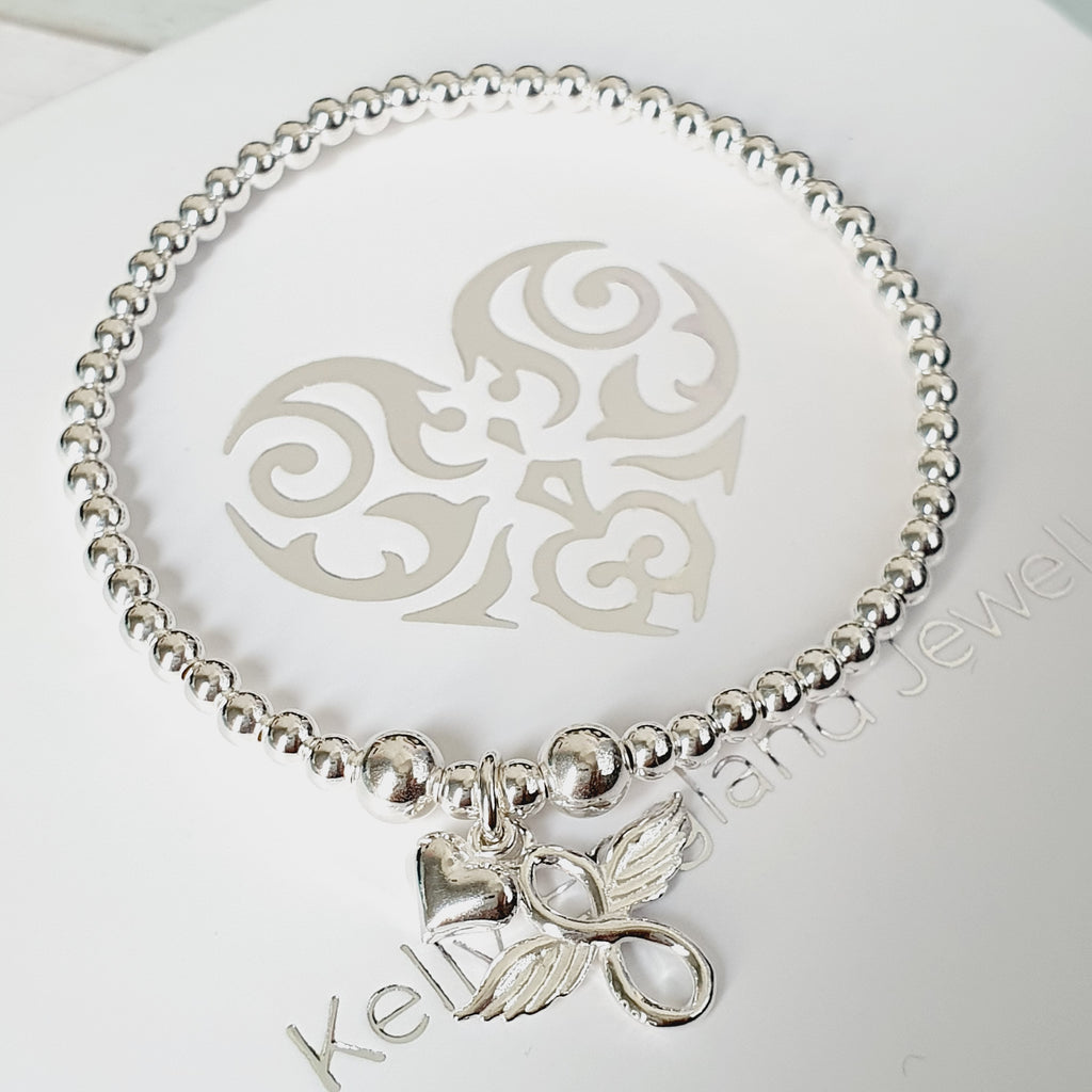 925 Silver Guardian Angel & Heart Bracelet