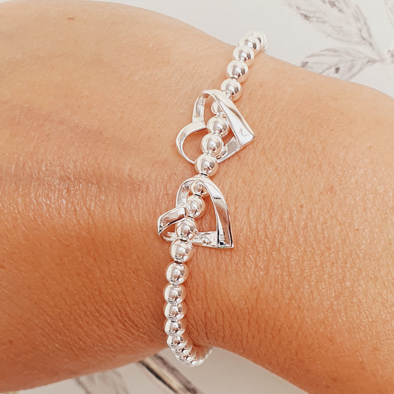 20th Birthday! Sterling Silver Floating Heart Bracelet