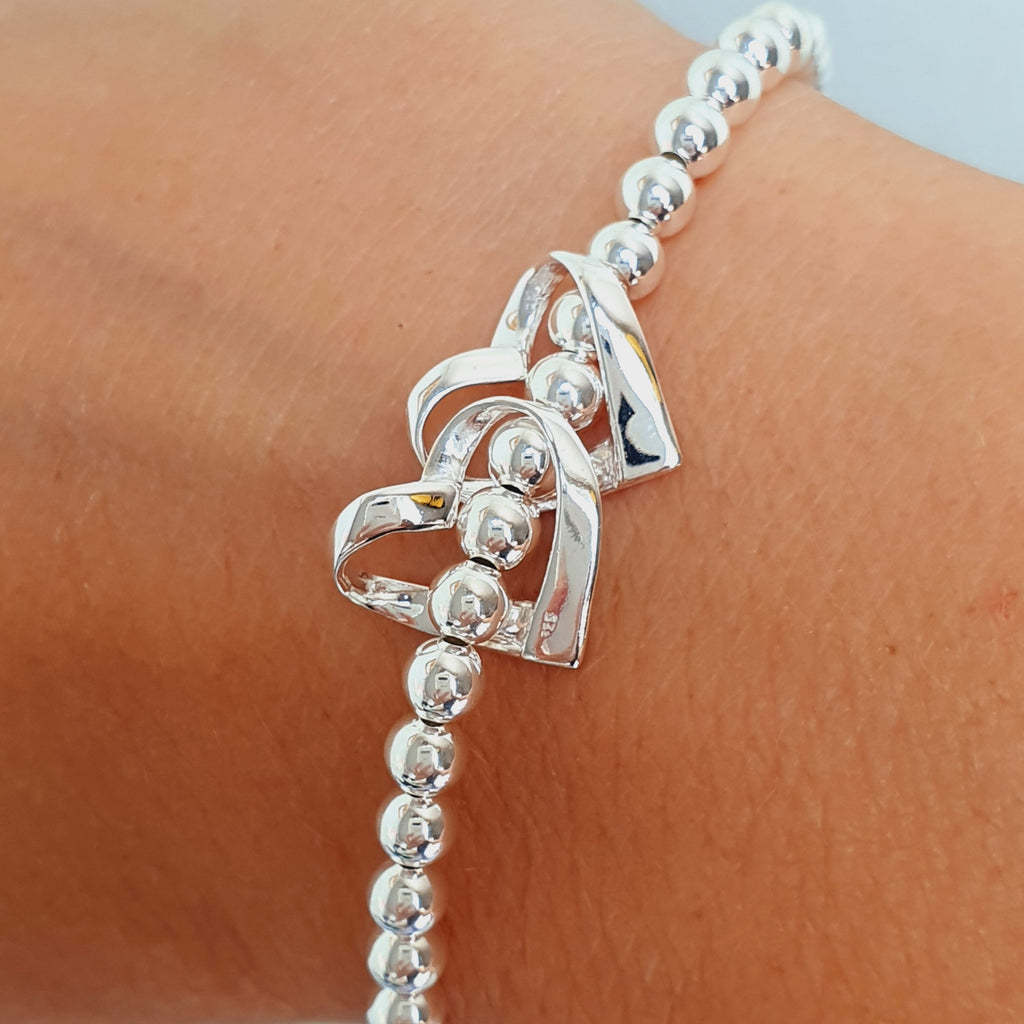 Sterling Silver! Two Hearts to Symbolise Two Beautiful Children