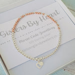 Sisters By Heart Silver & Rose Gold Morse Code Bracelet