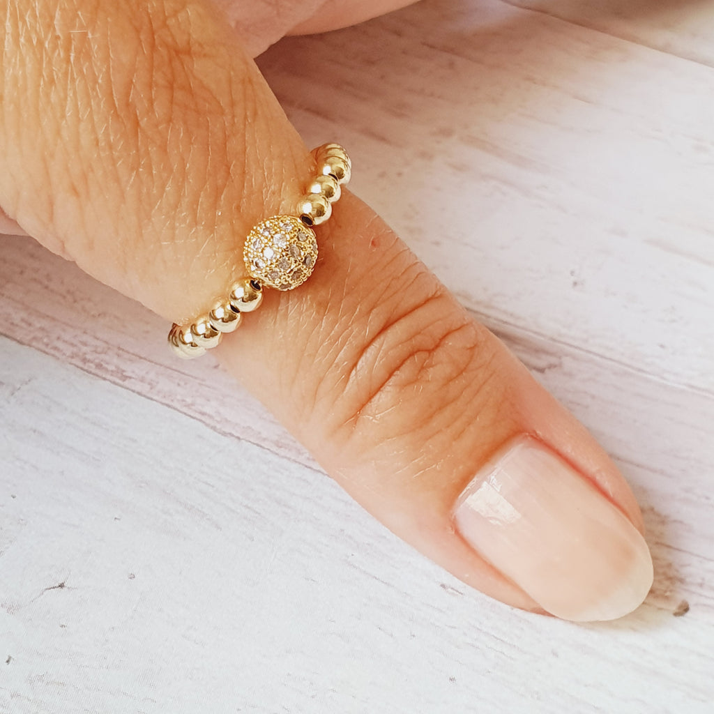 Cz Gold Stretch Ring