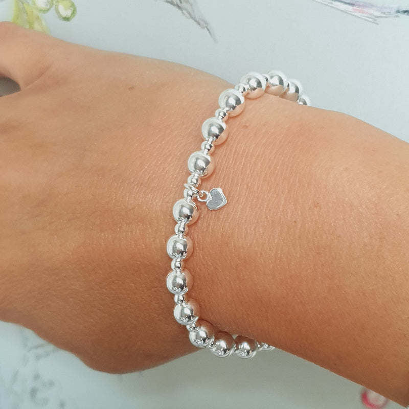 Silver on sale bead bangle