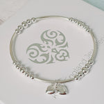 Silver Double Heart Noodle Bracelet