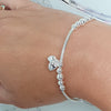 Silver Double Heart Noodle Bracelet