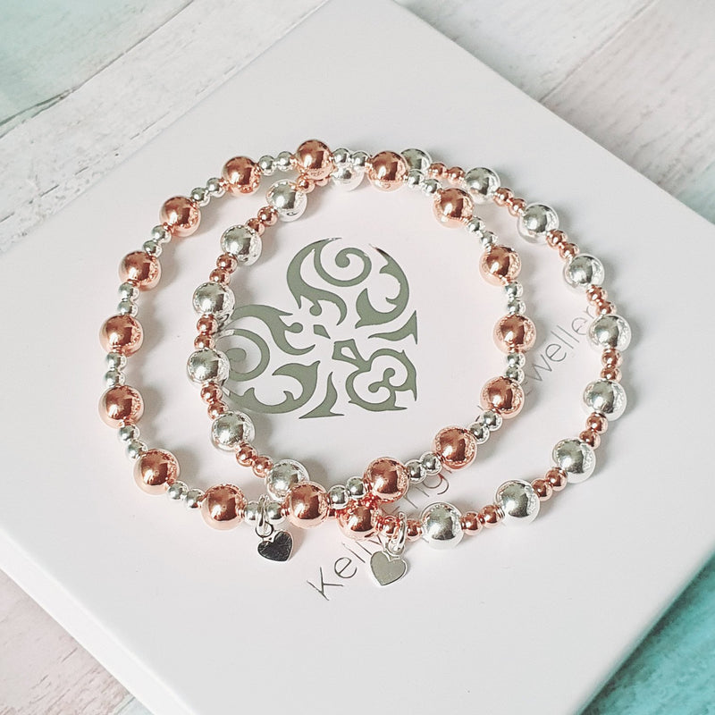 Chunky Duo Set Rose Gold & Silver Mixed Bracelets