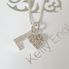 Sterling Silver Initial Crystal Heart Necklace