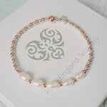 925 Silver & Rose Gold Freshwater Ivory Pearl Bracelet