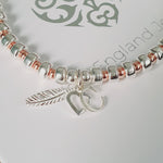 Personalised Sterling Silver & Rose Gold Feathers Appear When Loved Ones Are Near Bracelet