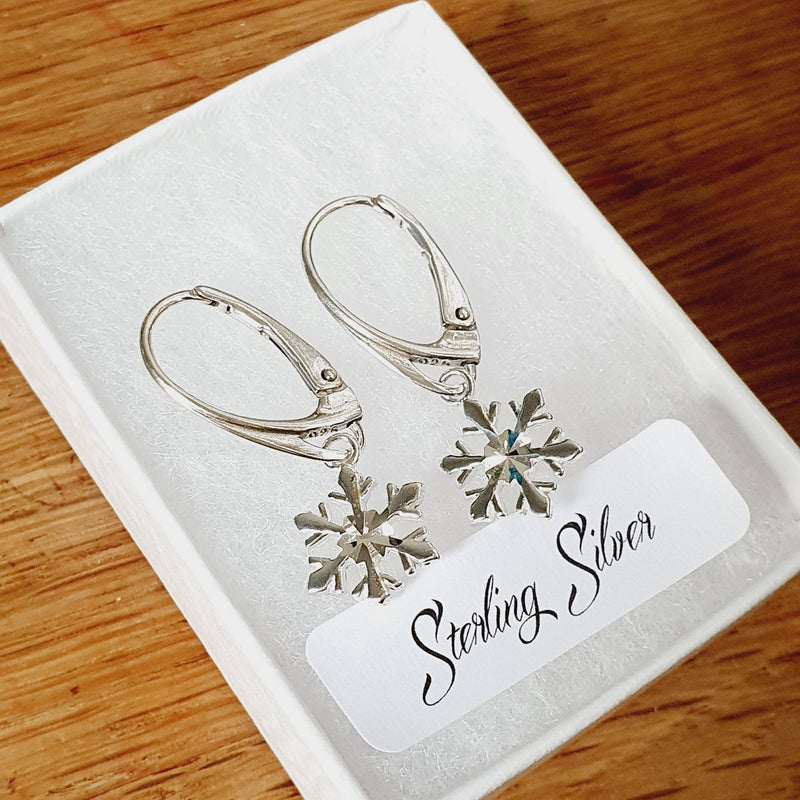 Polished Sterling Silver Snowflake Earrings