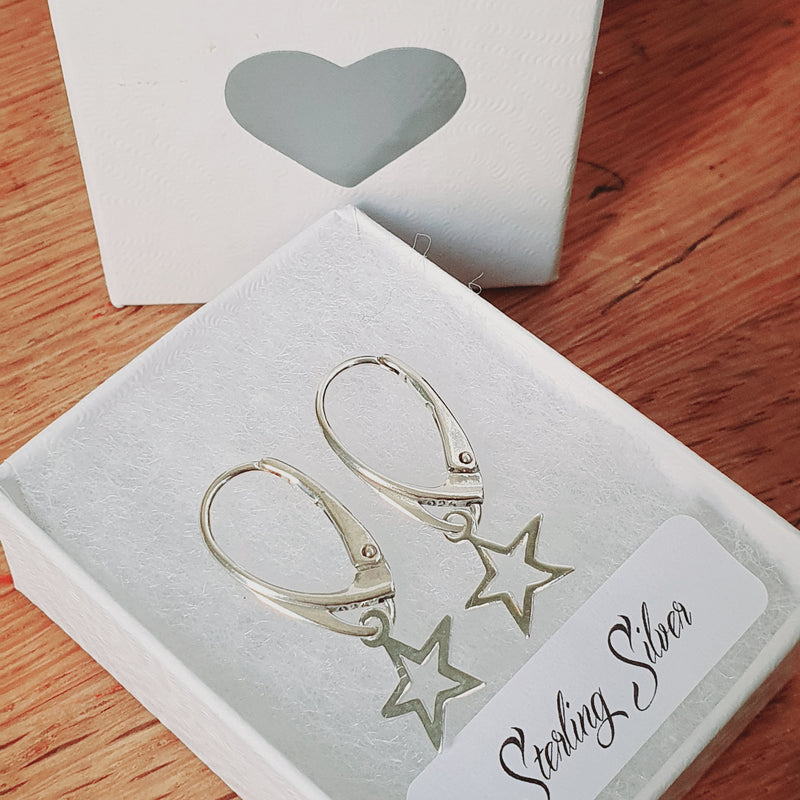 Sterling Silver Open Star Festive Earrings