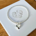 Sterling Silver 925 Puff Heart Silver Bracelet