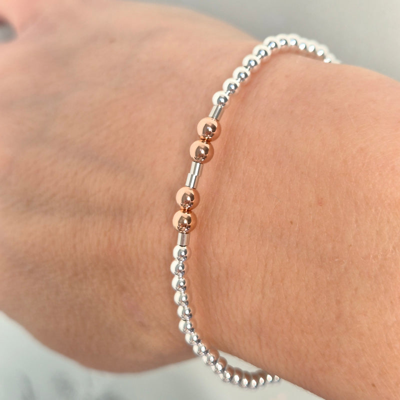 Nana! Sterling Silver & Rose Gold Morse Code Bracelet