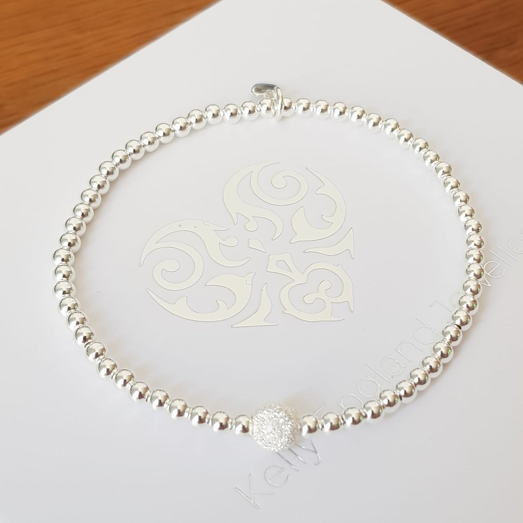 Sterling Silver Frosted Stretch Bracelet