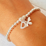 Sterling Silver Personalised 3D Bee Bracelet