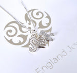 Sterling Silver Initial Crystal Heart Necklace