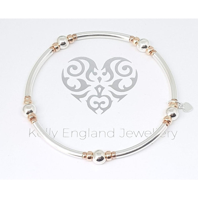 925 Silver & Rose Gold Noodle Bracelet