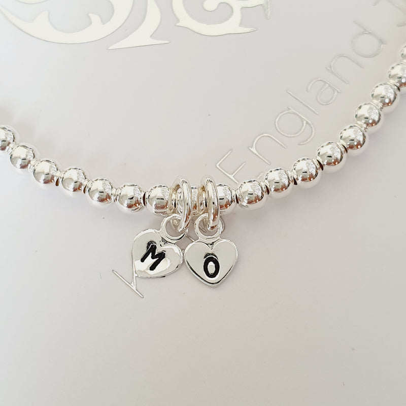 Sterling Silver Personalised Hand Stamped Initial Bracelet - 2 Letters