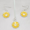 Silver Sunflower Necklace & Earring Set