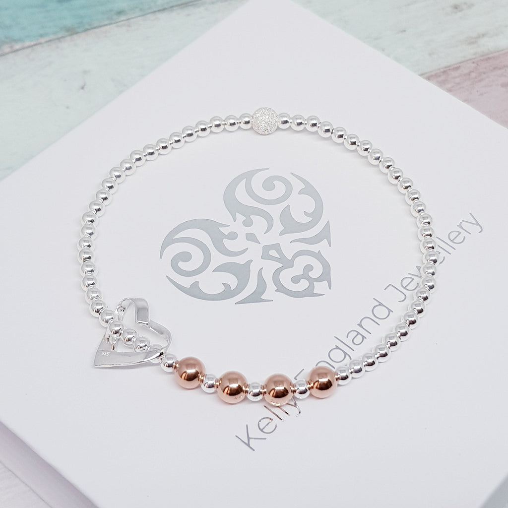 40th Birthday Floating Heart Bracelet - Sterling Silver