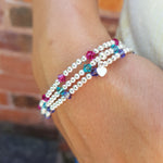 Swarovski Crystal Fuchsia, Blue Zircon & Tanzanite Bracelets