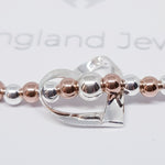 Sterling Silver & Rose Gold Floating Heart Bracelet