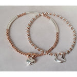 Rose Gold & Silver Duo Heart Bracelet Set