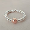 Sterling Silver & Rose Gold Bead Ring