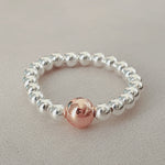 Sterling Silver & Rose Gold Bead Ring