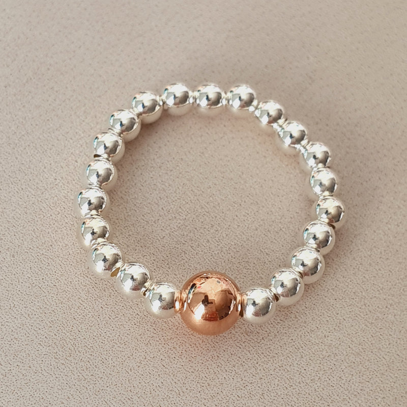 Sterling Silver & Rose Gold Mixed Ring Set