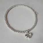 Sterling Silver Puff Heart Bracelet