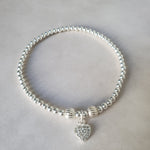 Sterling Silver Silver Heart Duo Bracelet Set