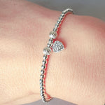 Sterling Silver Personalised Heart Bracelet Set