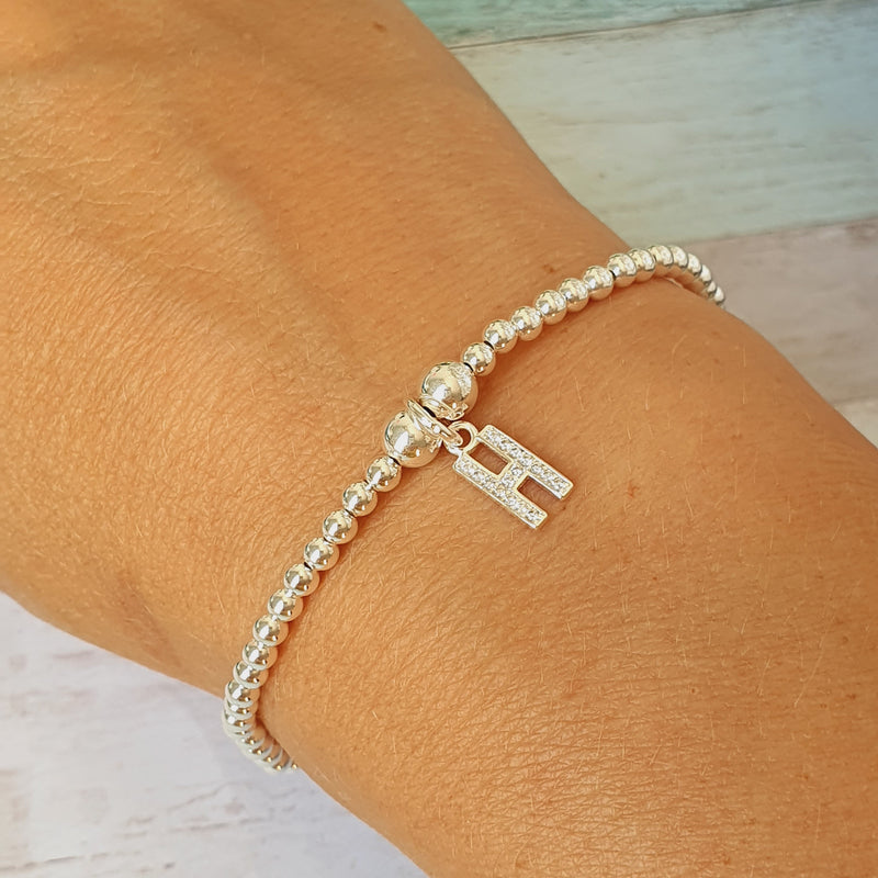 Sterling Silver Personalised Heart Bracelet Set