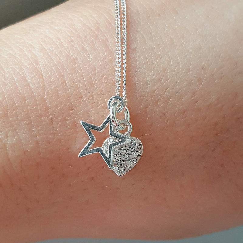 Mum Shining Star Heart Necklace