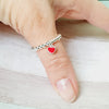 Sterling Silver Red Double Sided Heart Ring