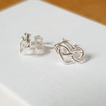 Infinity Knot Heart Stud Earrings