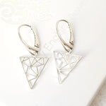 Silver Geometric Triangle Earrings