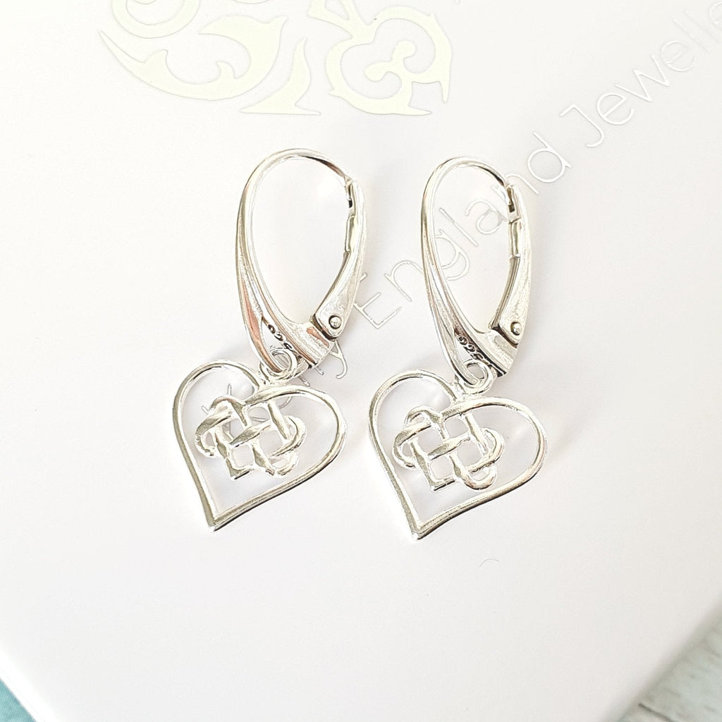 Sterling Silver Infinity Heart Leverback Earrings