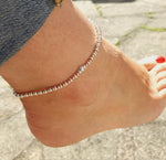 Sterling Silver & Rose Gold Barrel Anklet