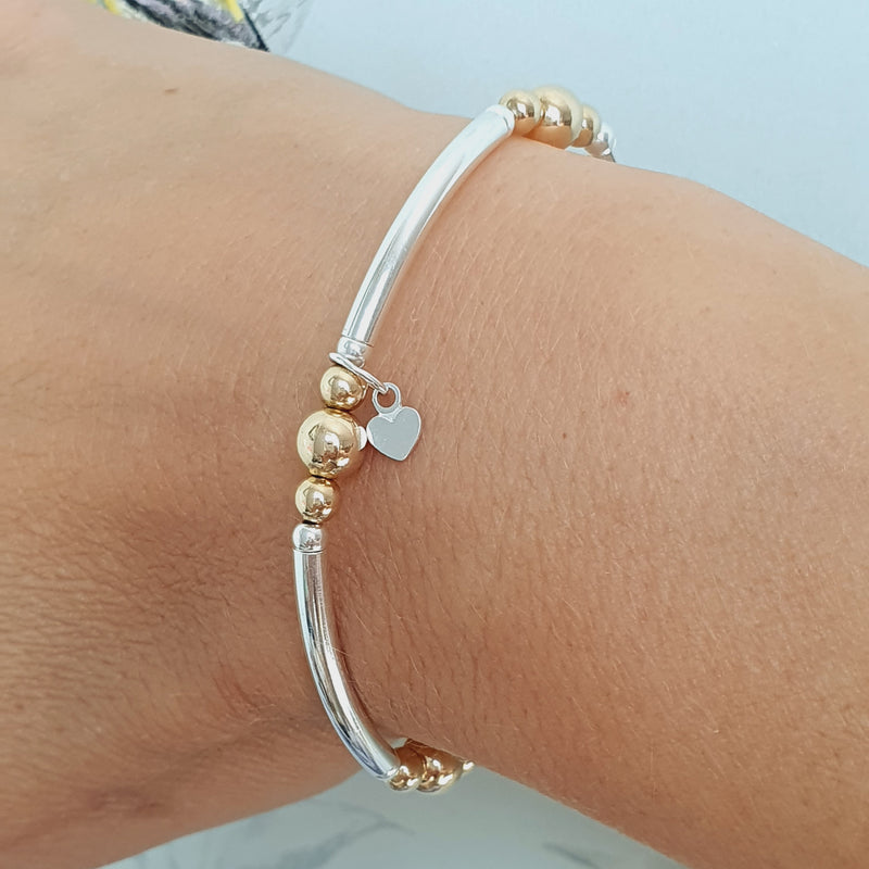 Sterling Silver & Gold Noodle Bracelet