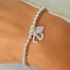 Sterling Silver Personalised CZ Heart Bracelet