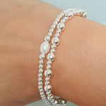 Sterling Silver & Freshwater Pearl Bracelet Set