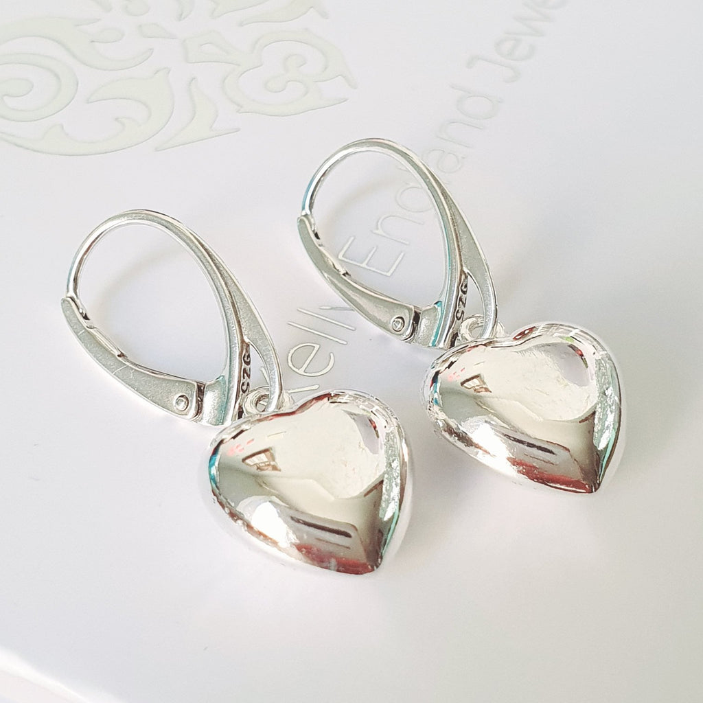 925 Silver 3D Puff Heart Earrings