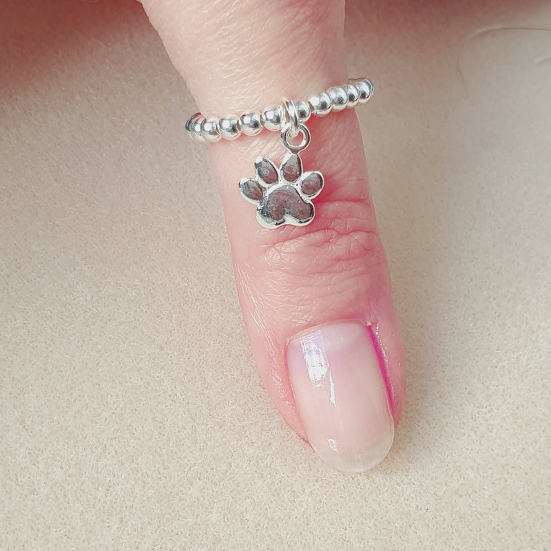 925 Silver Doggy Paw Stretch Ring